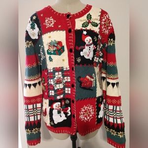 Ugly Christmas Sweater Cardigan by Tiara Women's Medium